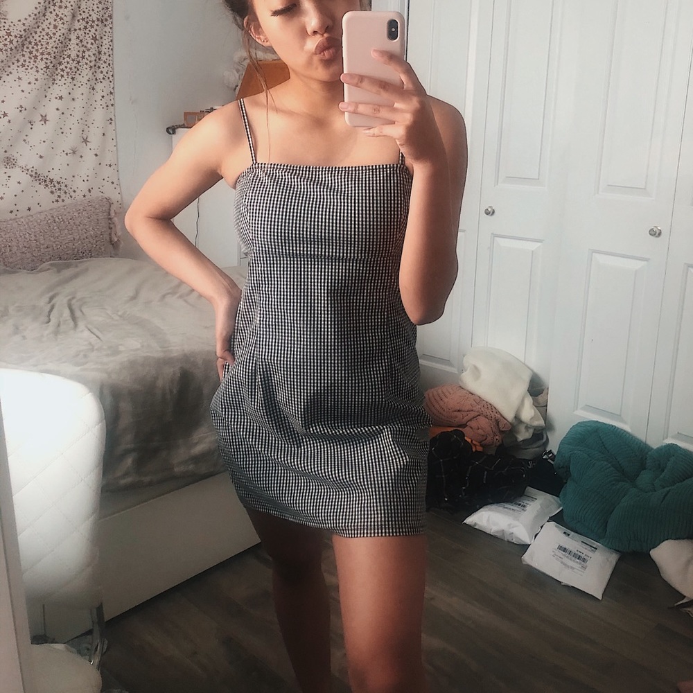 garage gingham mini dress